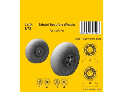 Bristol Beaufort Wheels 1/72 / for Airfix kit 