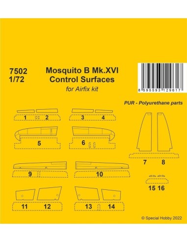 Mosquito B Mk.XVI Control Surfaces / for 1/72 Airfix kit 