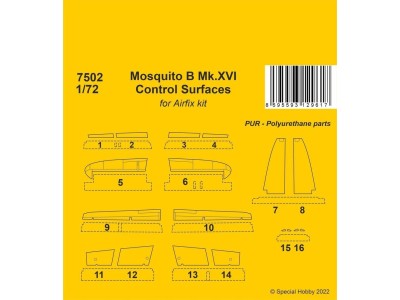 Mosquito B Mk.XVI Control Surfaces / for 1/72 Airfix kit 