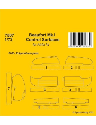 Beaufort Mk.I Control Surfaces 1/72 / for Airfix kit 