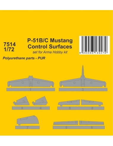 P-51B/C Mustang Control Surfaces 1/72 / for Arma Hobby kit 