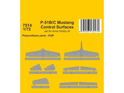 P-51B/C Mustang Control Surfaces 1/72 / for Arma Hobby kit 