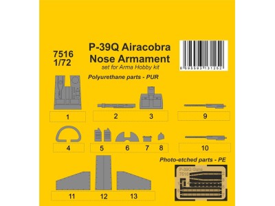 P-39Q Airacobra Nose Armament  / for Arma Hobby kit 