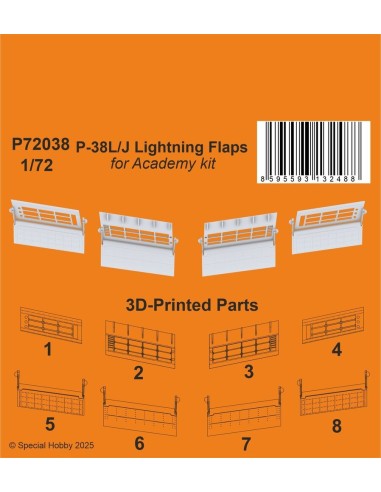 P-38L/J Lightning Flaps 1/72 / for Academy kit 