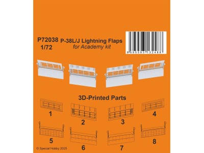 P-38L/J Lightning Flaps 1/72 / for Academy kit 