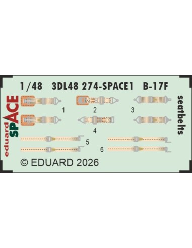 B-17F seatbelts SPACE for Revell 