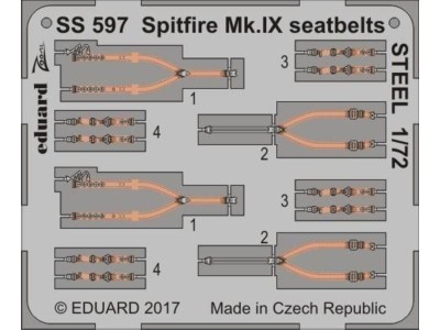 Spitfire Mk.IX seatbelts STEEL f.Eduard 