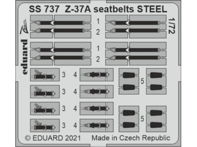 Z-37A seatbelts STEEL 1/72 for EDUARD 