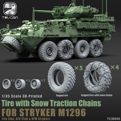 3D-Printed Tire with Snow Traction Chains for STRYKER M1296 
