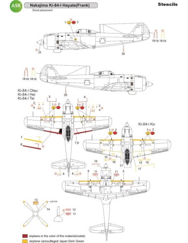 Nakajima Ki-84 Hayate (Frank) - STENCILS - Imperial Japanese Army Air Force 