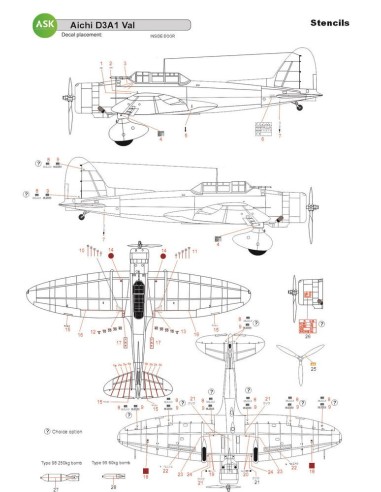 Aichi D3A1 VAL - STENCILS - Imperial Japanese Army Air Service 