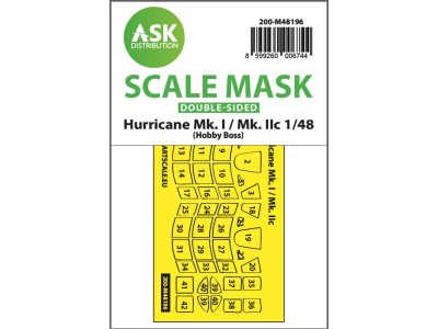 Hawker Hurricane Mk.I / Mk.IIc double-sided express fit mask for Hobby Boss 