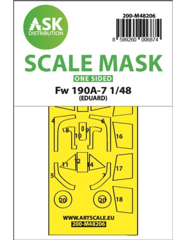 Fw 190A-7 one-sided express fit mask for Eduard 