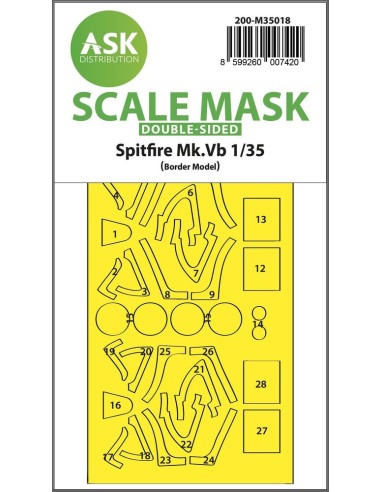 Spitfire Mk.Vb double-sided express fit painting mask for Border Model 