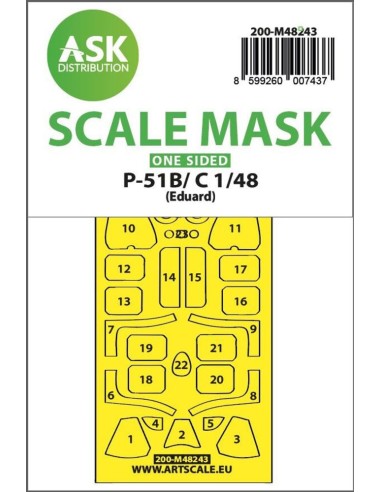 P-51B/C Mustang one-sided express fit mask for Eduard 