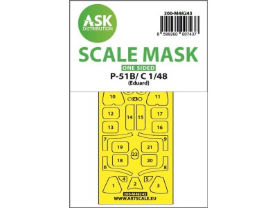 P-51B/C Mustang one-sided express fit mask for Eduard 
