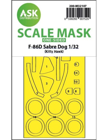 F-86D Sabre Dog one-sided express fit mask for Kitty Hawk 