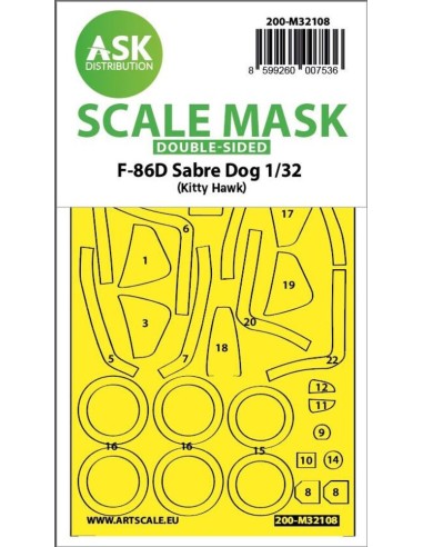 F-86D Sabre Dog double-sided express fit mask for Kitty Hawk 