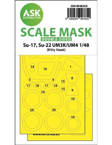 Su-17, Su-22 UM3K/UM4 double-sided express fit mask for Kitty Hawk 