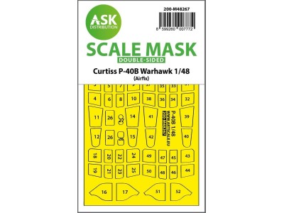 Curtiss P-40B Warhawk double-sided express fit mask for Airfix 