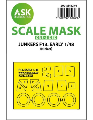 Junkers F 13 early production one-sided express fit mask for Miniart 