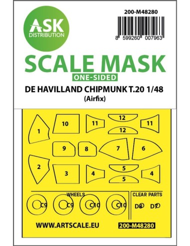 De Havilland Chipmunk T.20 one-sided express fit mask for Airfix 