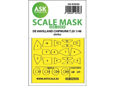 De Havilland Chipmunk T.20 one-sided express fit mask for Airfix 