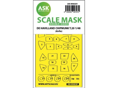 De Havilland Chipmunk T.20 double-sided express fit mask for for Airfix 