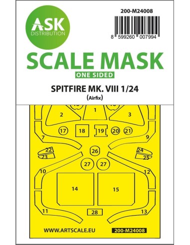Spitfire Mk.VIII one-sided express fit masks for Airfix 