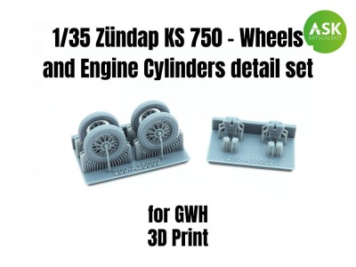 Zündap KS 750 - Wheels and Engine Cylinders detail set for Great Wall Hobby 