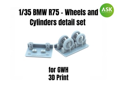 BMW R75 - Wheels and Cylinders detail set for Great Wall Hobby 