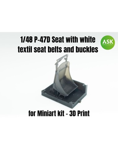 P-47D Seat with white textil seat belts and buckles 