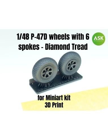 P-47D wheels with 6 spokes - Diamond Tread and masks 