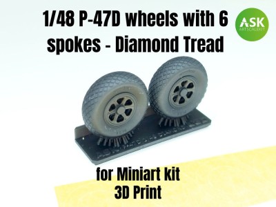 P-47D wheels with 6 spokes - Diamond Tread and masks 