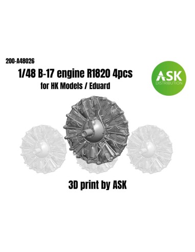 Wright R-1820 engine set, 4 pc. for B-17 for HK Models 