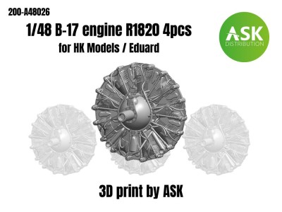 Wright R-1820 engine set, 4 pc. for B-17 for HK Models 