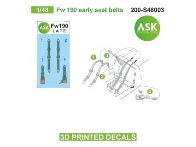 Fw 190 early seat belts - 3D printed decals by ASK 