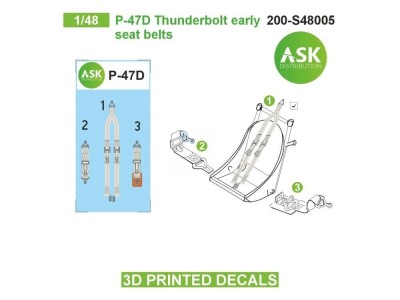 P-47D Thunderbolt early seat belts - 3D printed decals by ASK 