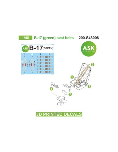 B-17 (green) seat belts - 3D printed decals by ASK 