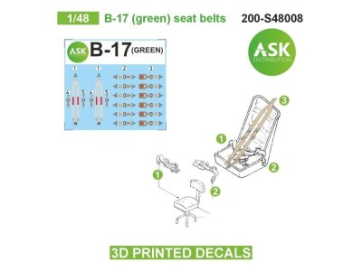 B-17 (green) seat belts - 3D printed decals by ASK 