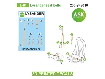 Lysander seat belts - 3D printed decals by ASK 