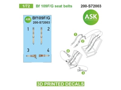 Bf 109F/G seat belts - 3D printed decals by ASK 