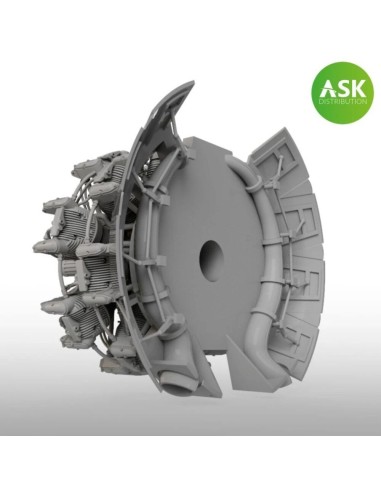 Nakajima Sakae 12 engine incl. exhausts and the open cowling flaps - 3D print for Tamiya 