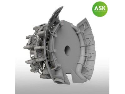 Nakajima Sakae 12 engine incl. exhausts and the open cowling flaps - 3D print for Tamiya 