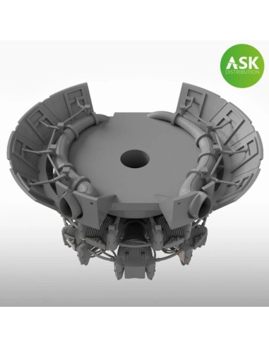 Nakajima Sakae 12 engine incl. exhausts and the open cowling flaps - 3D print for Tamiya 