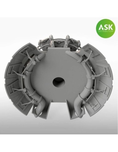 Nakajima Sakae 12 engine incl. exhausts and the open cowling flaps - 3D print for Tamiya 