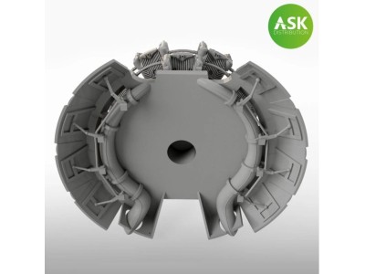 Nakajima Sakae 12 engine incl. exhausts and the open cowling flaps - 3D print for Tamiya 