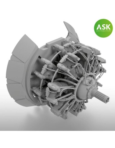 Nakajima Sakae 12 engine incl. exhausts and the open cowling flaps - 3D print for Tamiya 