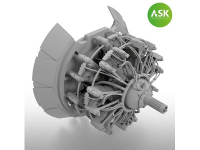 Nakajima Sakae 12 engine incl. exhausts and the open cowling flaps - 3D print for Tamiya 