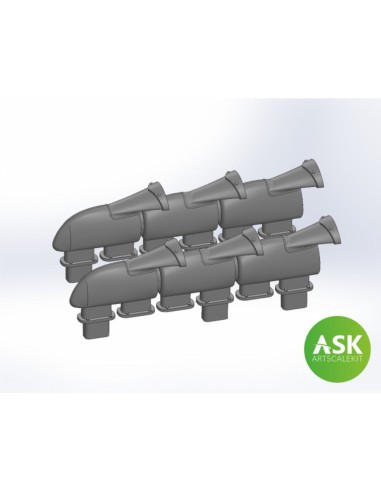 Spitfire Mk.Vb Exhausts fishtail type for Eduard 